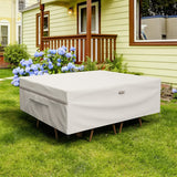 MR. COVER Patio Furniture Cover Waterproof, Rectangular Outdoor Table and Chair Cover, 90L x 64W x 30H Inches, Rip-Resistant and UV-Protection, Neutral, Amenre Series PST20190
