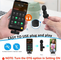 Professional Wireless Lavalier Lapel Microphone for Android Computer - Cordless Omnidirectional Condenser Recording Mic with USB C Interface for Interview Video Podcast Vlog YouTube