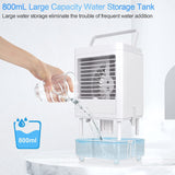 Portable Air Conditioner Evaporative Air Cooler with Timer Humidifier Misting Fan Mini Air Conditioner Personal Cooler Desk Fan Battery Operated Rechargeable Cooling Fan for Room, Office