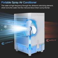 Portable Air Conditioner Evaporative Air Cooler with Timer Humidifier Misting Fan Mini Air Conditioner Personal Cooler Desk Fan Battery Operated Rechargeable Cooling Fan for Room, Office
