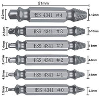 Screw Extractor-Screw Extractor Set-6 piece set of Easy Out Bolt Extractor- -Damaged&Stripped Screw Extractor Remover Set-Broken Bolt Extractor Kit-Durable Screw Extractor Set