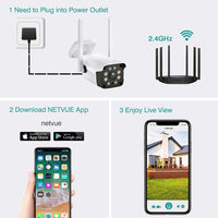 Security Camera Outdoor, 1080P WiFi Surveillance Camera for Home Security, with Night Vision, 8X Digital Zoom, A.I. Motion Detection, Instant Alert, IP66 Waterproof, 2-Way Audio, Cloud Storage/SD Card